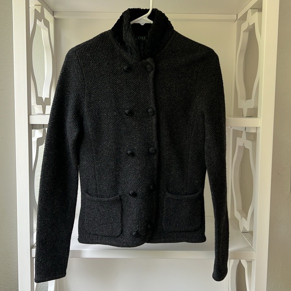 Lauren Ralph Lauren Black Lambswool Lady Jacket Parisian Cardigan Sweater Size M - Picture 1 of 10